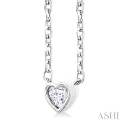 ASHI Heart Shape Bezel Set Petite Diamond Fashion Pendant 649S8PPTGPDWG-HT