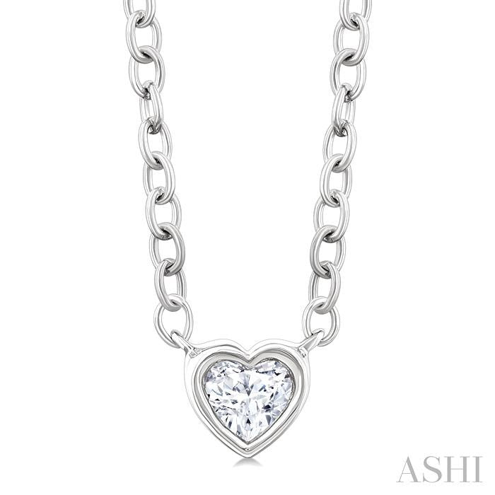 ASHI Heart Shape Bezel Set Petite Diamond Fashion Pendant 649S8PPTGPDWG-HT