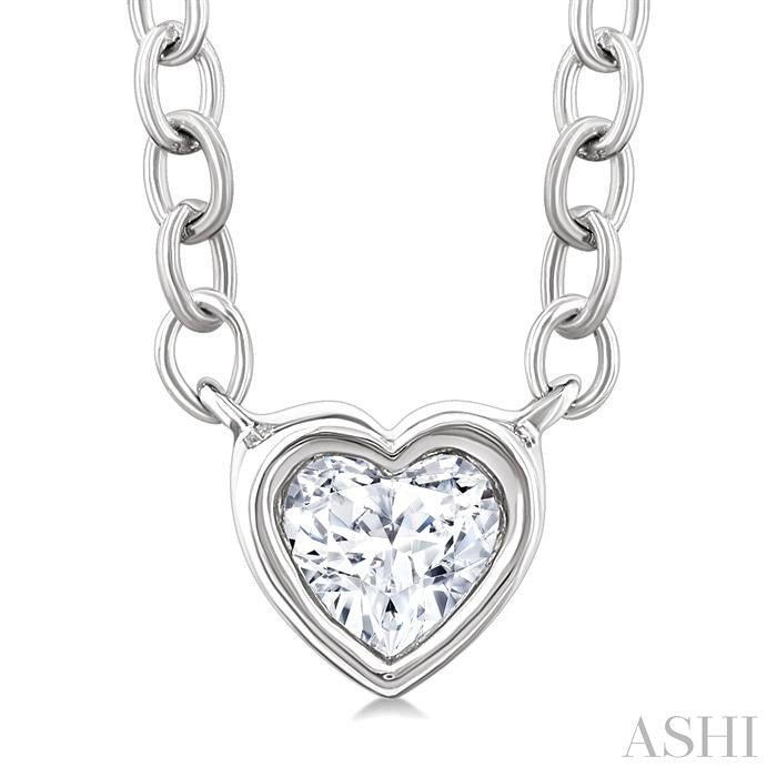 ASHI Heart Shape Bezel Set Petite Diamond Fashion Pendant 649S8PPTGPDWG-HT
