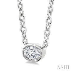 ASHI Oval Shape East-West Bezel Set Petite Diamond Fashion Pendant 649S8PPTGPDWG-OV