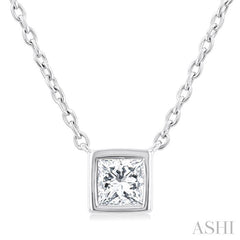 ASHI Princess Shape Bezel Set Petite Diamond Fashion Pendant 649S8PPTGPDWG-PRN
