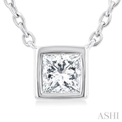 ASHI Princess Shape Bezel Set Petite Diamond Fashion Pendant 649S8PPTGPDWG-PRN
