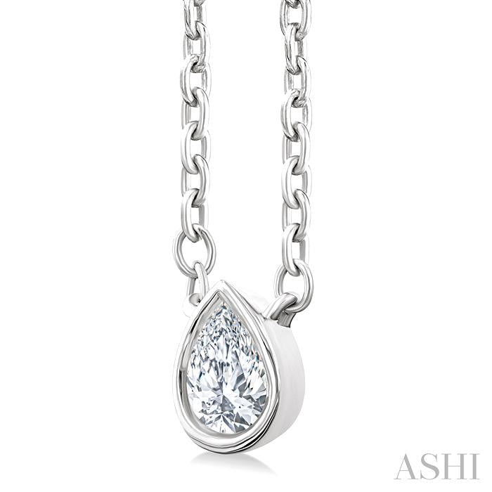 ASHI Pear Shape Bezel Set Petite Diamond Fashion Pendant 649S8PPTGPDWG-PR