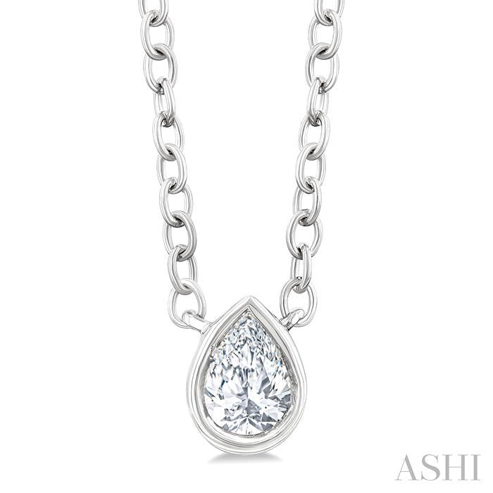 ASHI Pear Shape Bezel Set Petite Diamond Fashion Pendant 649S8PPTGPDWG-PR