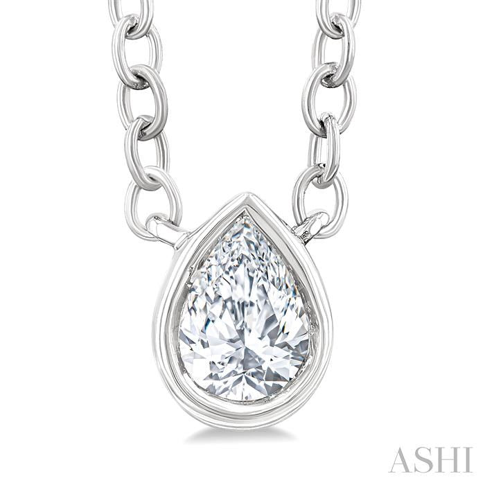 ASHI Pear Shape Bezel Set Petite Diamond Fashion Pendant 649S8PPTGPDWG-PR