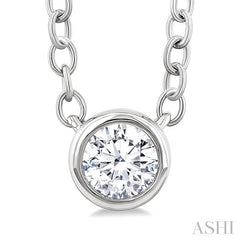 ASHI Round Shape Bezel Set Petite Diamond Fashion Pendant 649S8PPTGPDWG-RD