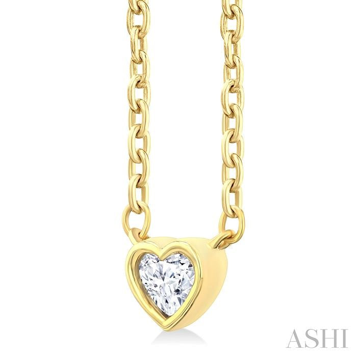 ASHI Heart Shape Bezel Set Petite Diamond Fashion Pendant 649S8PPTGPDYG-HT