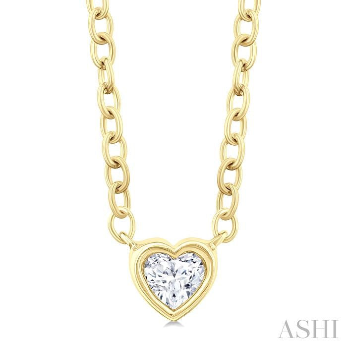 ASHI Heart Shape Bezel Set Petite Diamond Fashion Pendant 649S8PPTGPDYG-HT