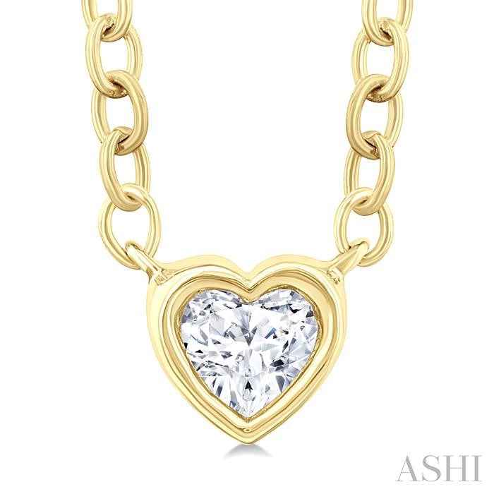 ASHI Heart Shape Bezel Set Petite Diamond Fashion Pendant 649S8PPTGPDYG-HT