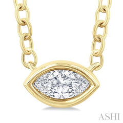 ASHI Marquise Shape East-West Bezel Set Petite Diamond Fashion Pendant 649S8PPTGPDYG-MQ
