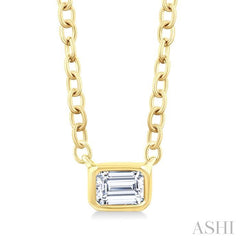 ASHI Emerald Shape East-West Bezel Set Petite Diamond Fashion Pendant 649S8PPTGPDYG-OC
