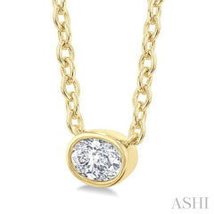 ASHI Oval Shape East-West Bezel Set Petite Diamond Fashion Pendant 649S8PPTGPDYG-OV