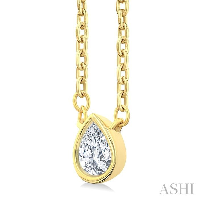 ASHI Pear Shape Bezel Set Petite Diamond Fashion Pendant 649S8PPTGPDYG-PR