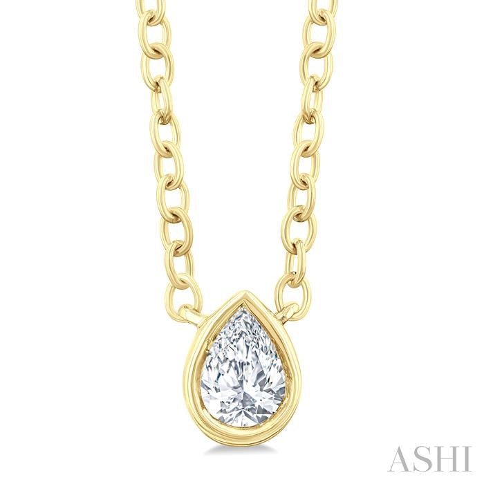 ASHI Pear Shape Bezel Set Petite Diamond Fashion Pendant 649S8PPTGPDYG-PR