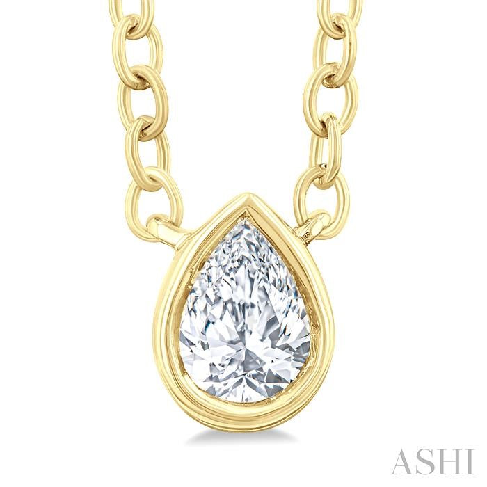 ASHI Pear Shape Bezel Set Petite Diamond Fashion Pendant 649S8PPTGPDYG-PR