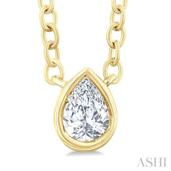 ASHI Pear Shape Bezel Set Petite Diamond Fashion Pendant 649S8PPTGPDYG-PR