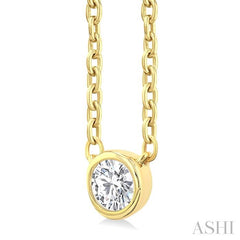 ASHI Round Shape Bezel Set Petite Diamond Fashion Pendant 649S8PPTGPDYG-RD