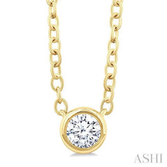 ASHI Round Shape Bezel Set Petite Diamond Fashion Pendant 649S8PPTGPDYG-RD