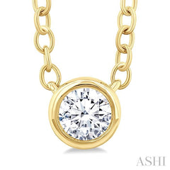 ASHI Round Shape Bezel Set Petite Diamond Fashion Pendant 649S8PPTGPDYG-RD
