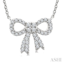 ASHI Bow Petite Diamond Fashion Pendant 649V7PPTSPDWG