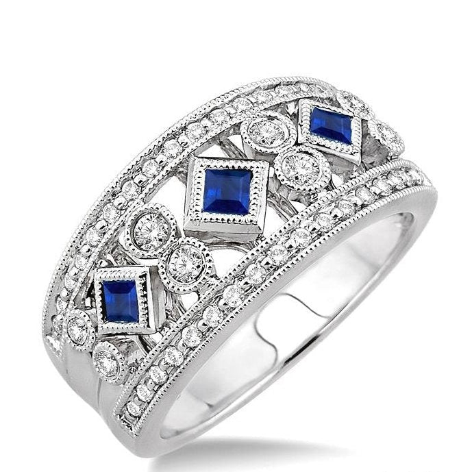 Parkplace Jewelers Princess Shape Gemstone & Diamond Fashion Band 37134PPFHSPWG