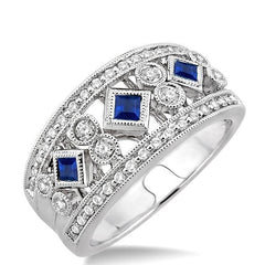 Parkplace Jewelers Princess Shape Gemstone & Diamond Fashion Band 37134PPFHSPWG