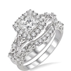 Parkplace Jewelers Princess Shape Halo Diamond Wedding Set 15702PPFHWG-WS