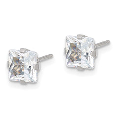 650E Inverness Stainless Steel 6mm Square CZ Post Earrings