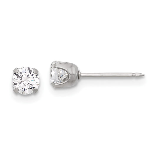 652E Inverness Stainless Steel 4mm CZ Post Earrings