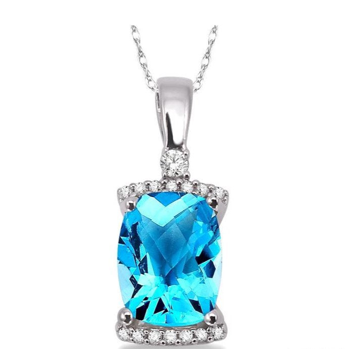 Parkplace Jewelers Cushion Shape Gemstone & Diamond Pendant 60918PPFNPDBTWG