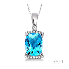 ASHI Cushion Shape Gemstone & Diamond Pendant 60918PPFNPDBTWG