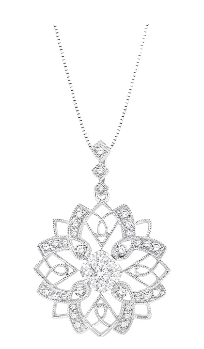 Parkplace Jewelers Lovebright Floral Lattice Diamond Pendant 924B3PPFGPDWG