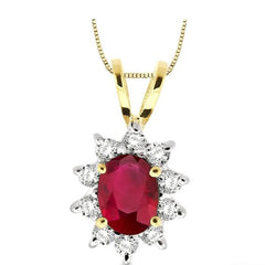 Parkplace Jewelers Oval Shape Gemstone & Halo Diamond Pendant 57035PPFNPDRB