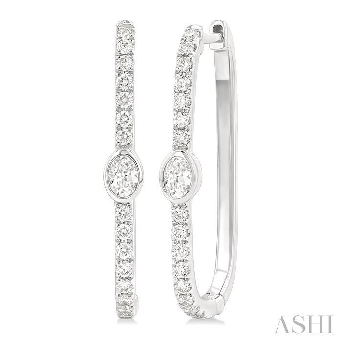ASHI Oval Shape Diamond Fashion Hoop Earrings 660U4PPFGERWG-OV