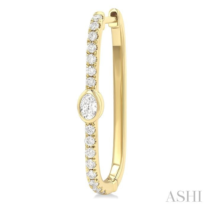 ASHI Oval Shape Diamond Fashion Hoop Earrings 660U4PPFGERYG-OV