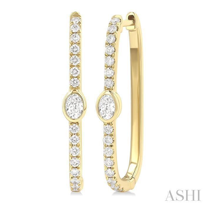 ASHI Oval Shape Diamond Fashion Hoop Earrings 660U4PPFGERYG-OV