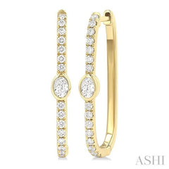 ASHI Oval Shape Diamond Fashion Hoop Earrings 660U4PPFGERYG-OV