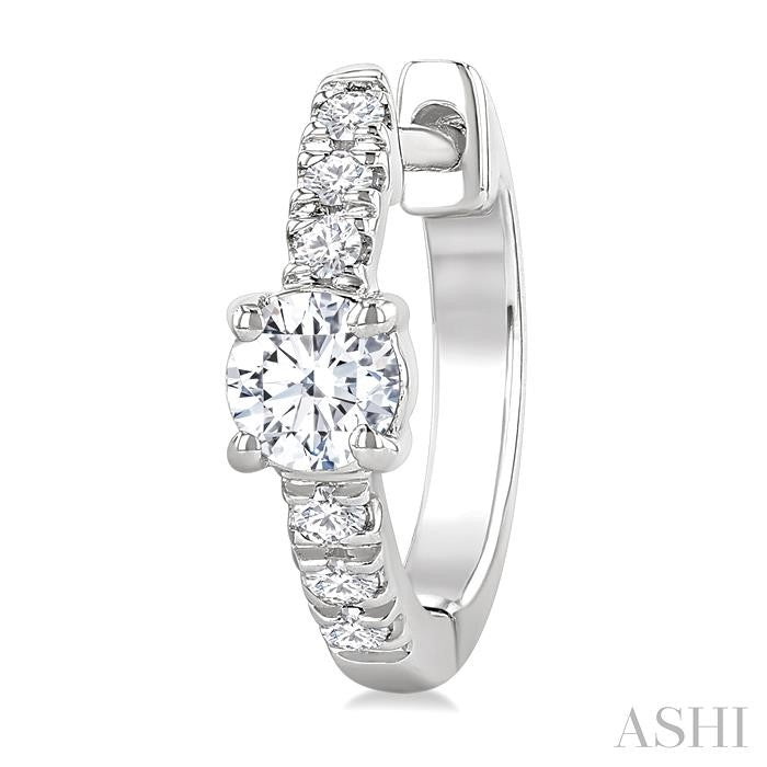 ASHI Round Shape Petite Diamond Fashion Huggie Earrings 660X4PPFGERWG-RD
