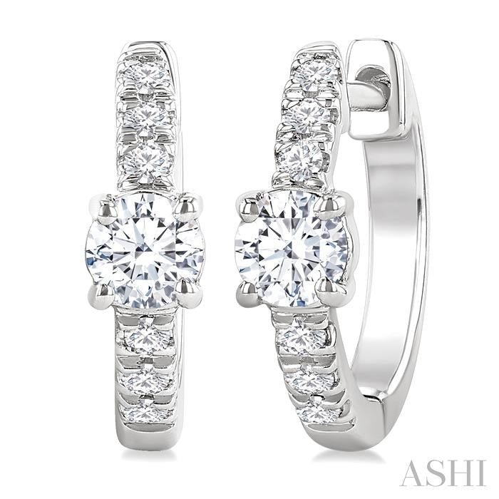 ASHI Round Shape Petite Diamond Fashion Huggie Earrings 660X4PPFGERWG-RD