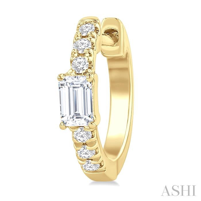 ASHI Emerald Shape Petite Diamond Fashion Huggie Earrings 660X4PPFGERYG-OC