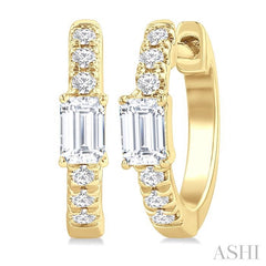 ASHI Emerald Shape Petite Diamond Fashion Huggie Earrings 660X4PPFGERYG-OC