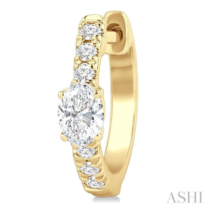 ASHI Oval Shape Petite Diamond Fashion Huggie Earrings 660X4PPFGERYG-OV