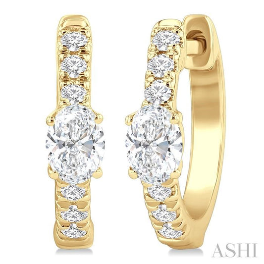 ASHI Oval Shape Petite Diamond Fashion Huggie Earrings 660X4PPFGERYG-OV