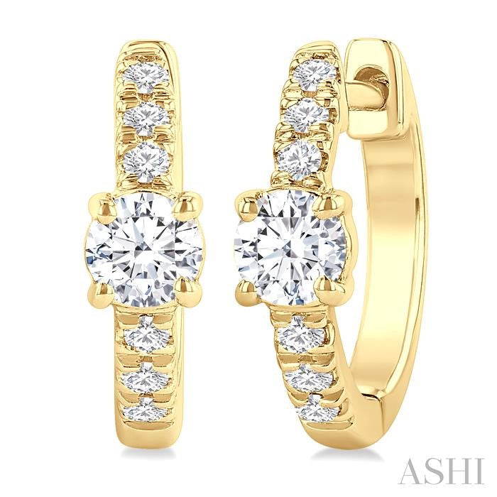 ASHI Round Shape Petite Diamond Fashion Huggie Earrings 660X4PPFGERYG-RD