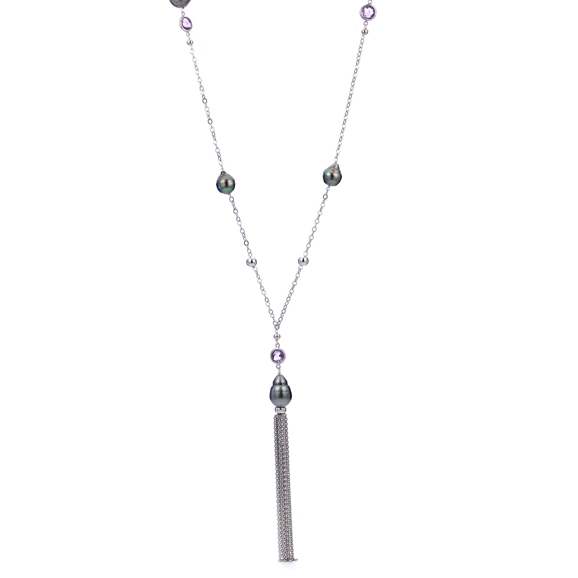 Parkplace Pearls Sterling Silver Tahitian Pearl Necklace 661847/B-AM