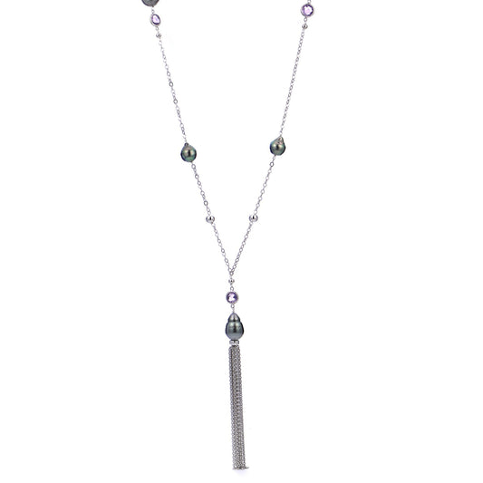 Parkplace Pearls Sterling Silver Tahitian Pearl Necklace 661847/B-AM