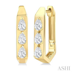 ASHI Pear Shape Diamond Hoop Earrings 661U3PPFGERYG