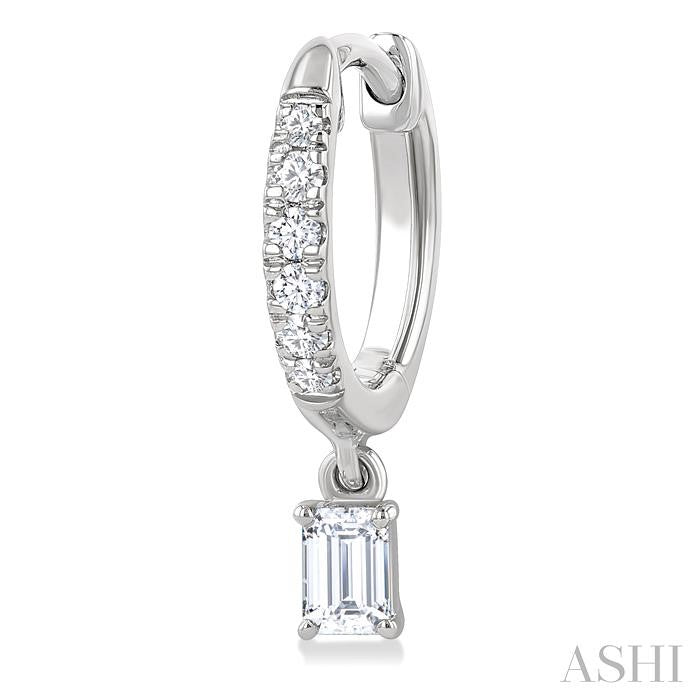 ASHI Emerald Shape Petite Diamond Fashion Huggie Earrings 661X4PPFGERWG-OC