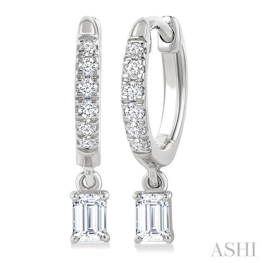 ASHI Emerald Shape Petite Diamond Fashion Huggie Earrings 661X4PPFGERWG-OC
