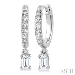 ASHI Emerald Shape Petite Diamond Fashion Huggie Earrings 661X4PPFGERWG-OC